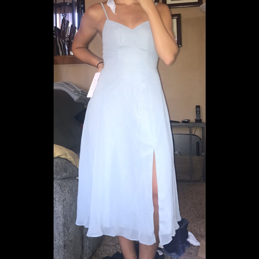 Azazie bridesmaid dress “dusty blue”